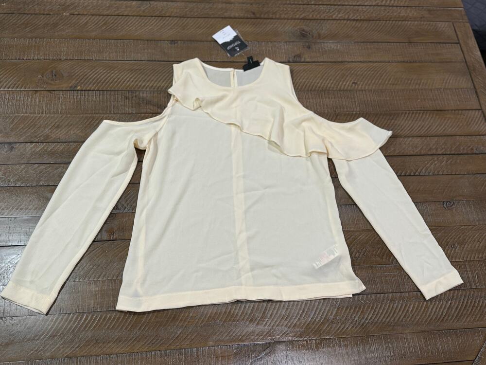 Topshop Cold Shoulder Ruffle Top - Ivory - Size 8 - NWT